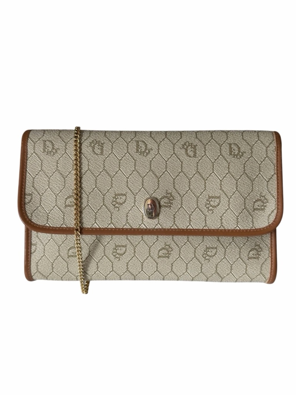 Christian Dior Honeycomb Shoulder Bag w/ Gold-tone Chain